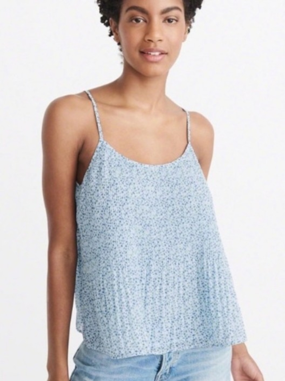 Abercrombie & Fitch Pale Blue Ditsy-Print Spaghetti-Strap Camisole